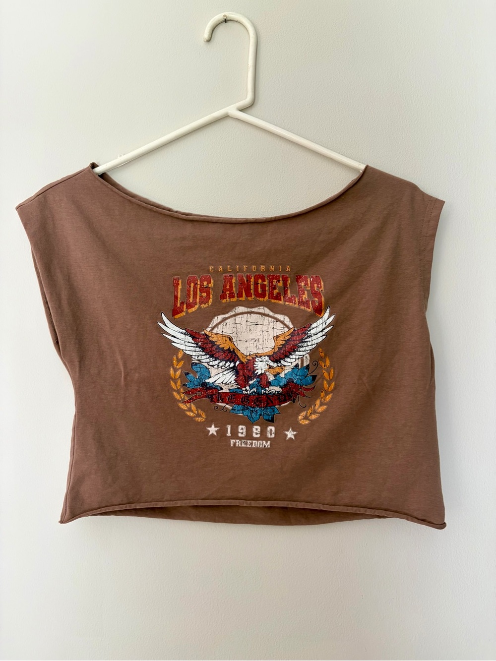 SHEIN Brown Los Angeles Eagle Graphic Crop Top Women’s XS Y2K